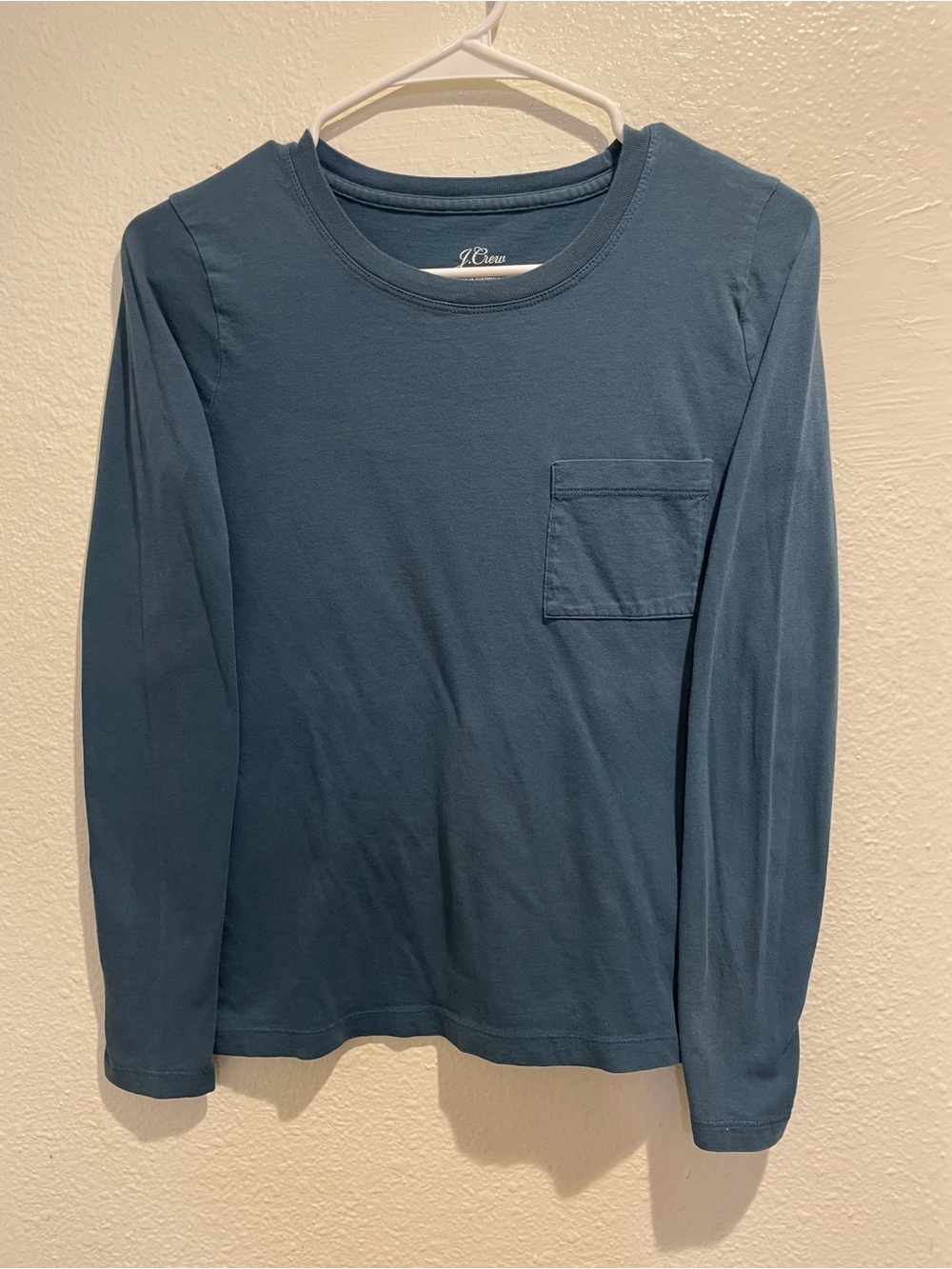 J.Crew Women's ✨ Ultra Soft Cotton Long-Sleeve Pocket Tee Blue Top XXS 💙